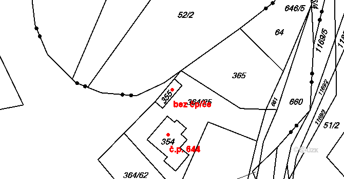 Chvalčov 48035262 na parcele st. 355 v KÚ Chvalčova Lhota, Katastrální mapa