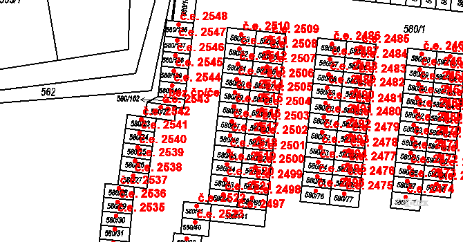 Bludovice 2516, Havířov na parcele st. 580/47 v KÚ Bludovice, Katastrální mapa