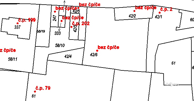 Kozárovice 50100262 na parcele st. 42/6 v KÚ Kozárovice, Katastrální mapa