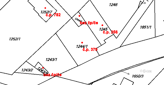Drnovice 379 na parcele st. 1244/1 v KÚ Drnovice u Vyškova, Katastrální mapa