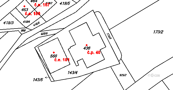 Čenkovice 40 na parcele st. 436 v KÚ Čenkovice, Katastrální mapa