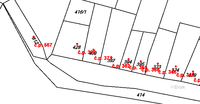 Kostelec nad Labem 371 na parcele st. 400 v KÚ Kostelec nad Labem, Katastrální mapa