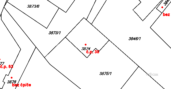 Koudelka 35, Holice na parcele st. 3874 v KÚ Holice v Čechách, Katastrální mapa