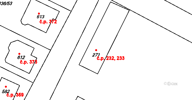 Opatovice nad Labem 232,233 na parcele st. 271 v KÚ Opatovice nad Labem, Katastrální mapa