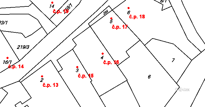 Rumberk 16, Deštná na parcele st. 4 v KÚ Rumberk, Katastrální mapa