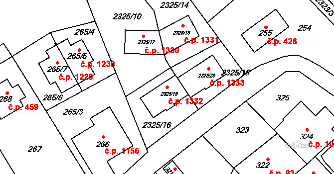Suchdol 1332, Praha na parcele st. 2325/19 v KÚ Suchdol, Katastrální mapa