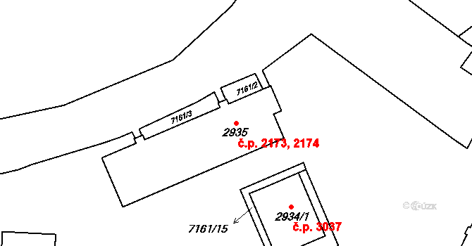 Žatec 2173,2174 na parcele st. 2935 v KÚ Žatec, Katastrální mapa