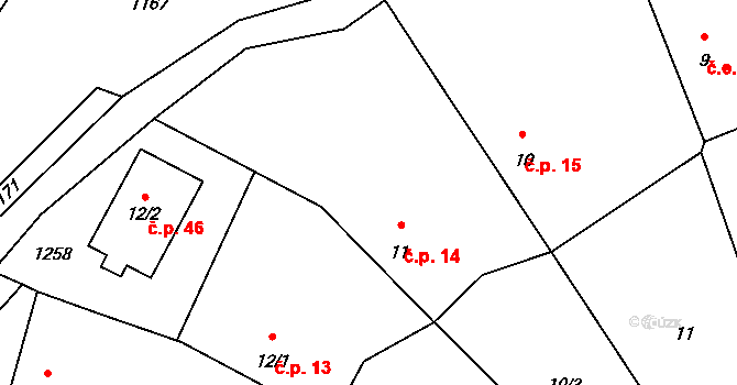 Beranovka 14, Teplá na parcele st. 11 v KÚ Beranovka, Katastrální mapa