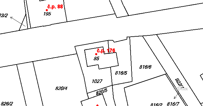Kokonín 176, Jablonec nad Nisou na parcele st. 85 v KÚ Kokonín, Katastrální mapa