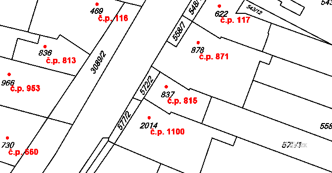 Kyjov 815 na parcele st. 837 v KÚ Kyjov, Katastrální mapa