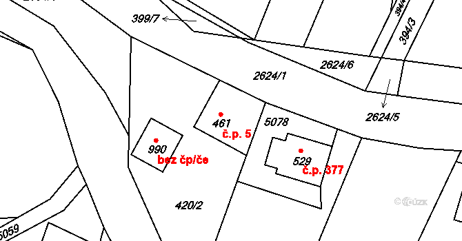 Nýdek 5 na parcele st. 461 v KÚ Nýdek, Katastrální mapa