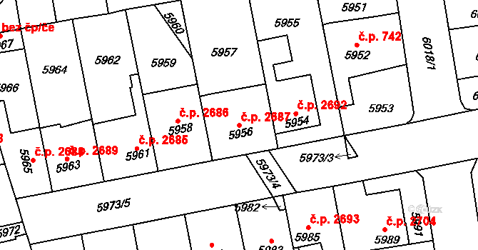 Kročehlavy 2687, Kladno na parcele st. 5956 v KÚ Kročehlavy, Katastrální mapa