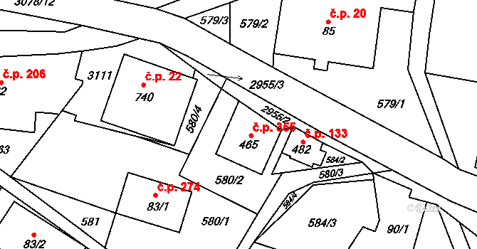 Vítkovice 355 na parcele st. 465 v KÚ Vítkovice v Krkonoších, Katastrální mapa