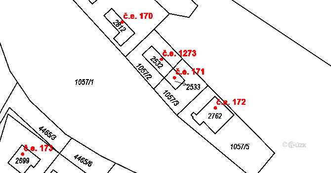 Ostravice 1273 na parcele st. 2532 v KÚ Ostravice 1, Katastrální mapa