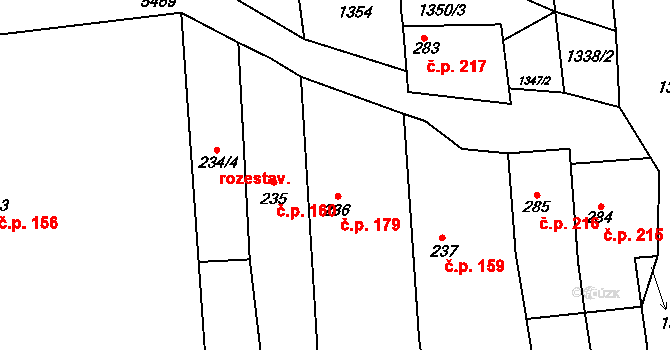 Podkozí 179, Chyňava na parcele st. 236 v KÚ Chyňava, Katastrální mapa