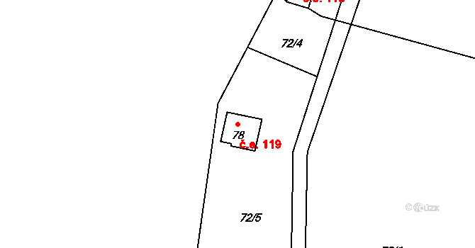 Štěnkov 119, Třebechovice pod Orebem na parcele st. 78 v KÚ Štěnkov, Katastrální mapa