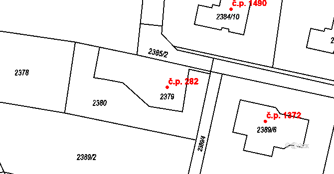 Lutyně 282, Orlová na parcele st. 2379 v KÚ Horní Lutyně, Katastrální mapa