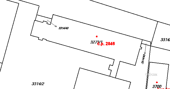 Břeclav 2846 na parcele st. 3273/1 v KÚ Břeclav, Katastrální mapa
