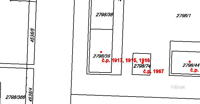 Strašnice 1915,1916,1917, Praha na parcele st. 2798/39 v KÚ Strašnice, Katastrální mapa