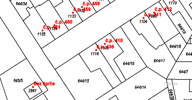 Kukleny 436, Hradec Králové na parcele st. 1116 v KÚ Kukleny, Katastrální mapa