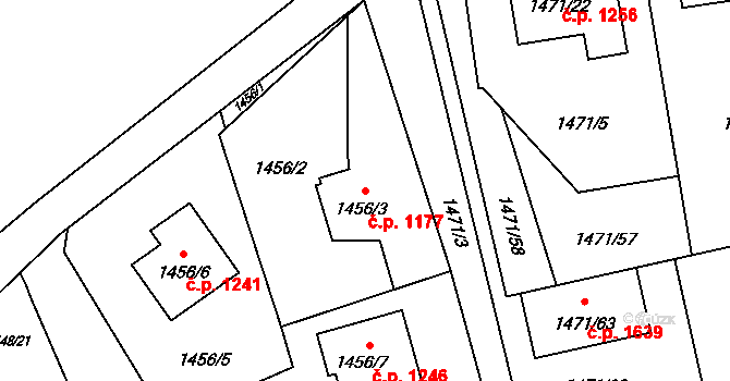 Ráj 1177, Karviná na parcele st. 1456/3 v KÚ Ráj, Katastrální mapa
