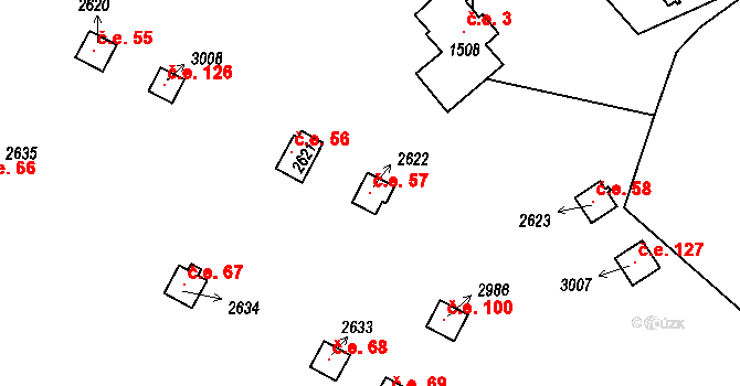 Hamrníky 57, Mariánské Lázně na parcele st. 2622 v KÚ Úšovice, Katastrální mapa