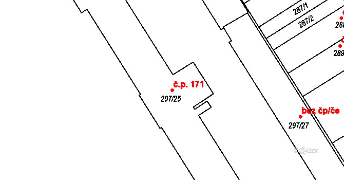 Jindřichův Hradec III 171, Jindřichův Hradec na parcele st. 297/25 v KÚ Jindřichův Hradec, Katastrální mapa