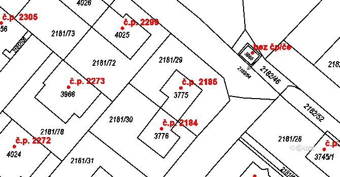 Předměstí 2185, Svitavy na parcele st. 3775 v KÚ Svitavy-předměstí, Katastrální mapa