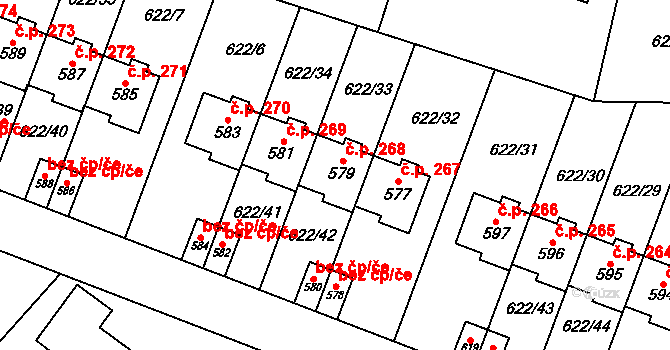 Kunice 268 na parcele st. 579 v KÚ Kunice u Říčan, Katastrální mapa