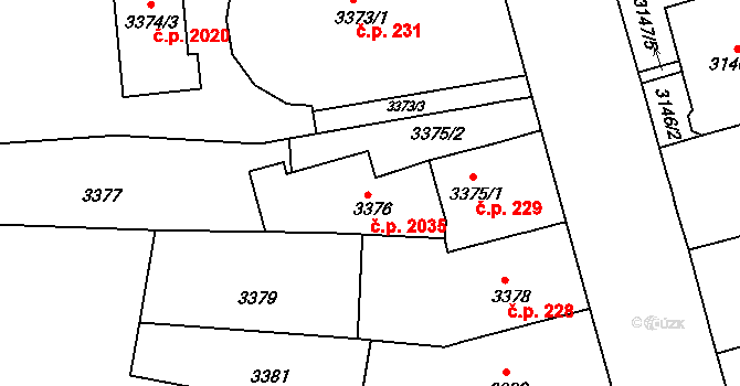 Černá Pole 2035, Brno na parcele st. 3376 v KÚ Černá Pole, Katastrální mapa