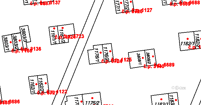 Zlín 5724 na parcele st. 1176/1 v KÚ Zlín, Katastrální mapa