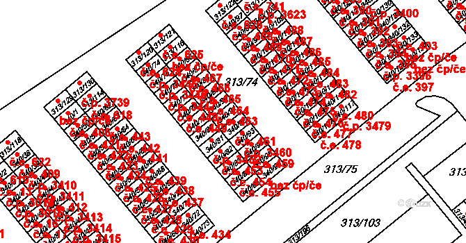 Vyškov-Předměstí 461, Vyškov na parcele st. 340/92 v KÚ Vyškov, Katastrální mapa