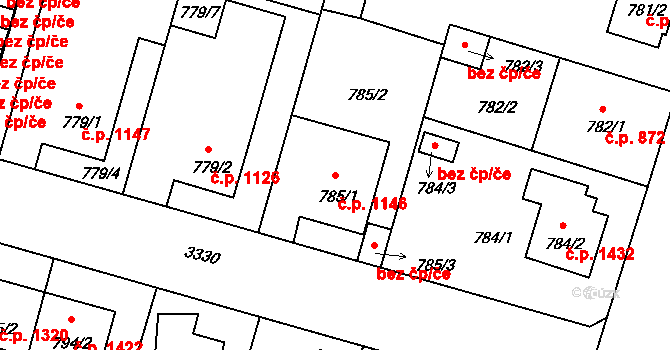 Benešov 1146 na parcele st. 785/1 v KÚ Benešov u Prahy, Katastrální mapa