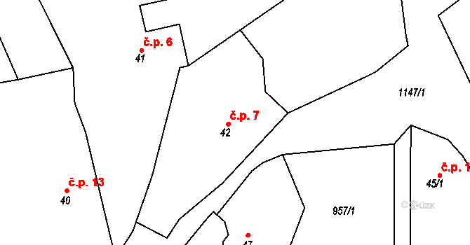 Radotín 7, Olbramovice na parcele st. 42 v KÚ Křešice u Olbramovic, Katastrální mapa
