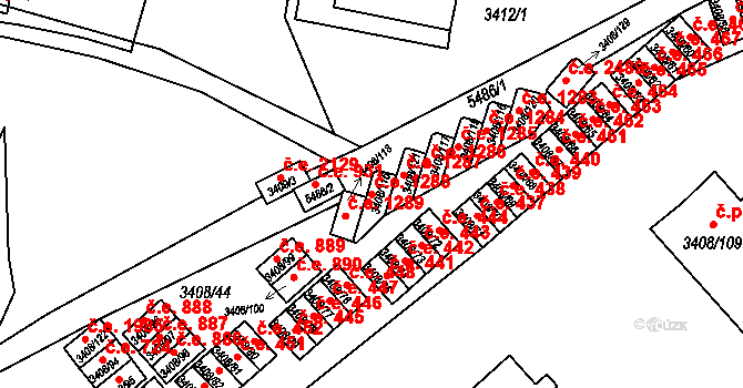 Znojmo 1288 na parcele st. 3408/115 v KÚ Znojmo-město, Katastrální mapa