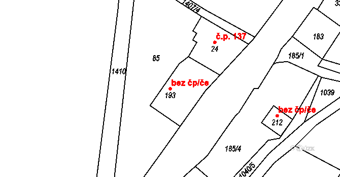 Tvrdkov 40174263 na parcele st. 193 v KÚ Ruda u Rýmařova, Katastrální mapa