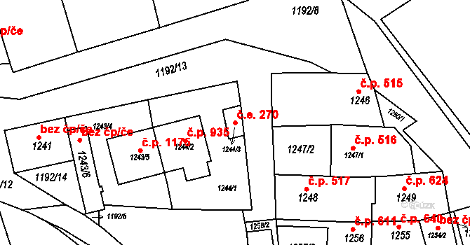 Rousínov 42969263 na parcele st. 1244/3 v KÚ Rousínov u Vyškova, Katastrální mapa