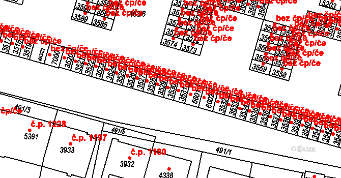 Třebíč 43287263 na parcele st. 3530 v KÚ Třebíč, Katastrální mapa