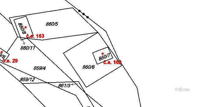 Zruč-Senec 45816263 na parcele st. 860/7 v KÚ Senec u Plzně, Katastrální mapa