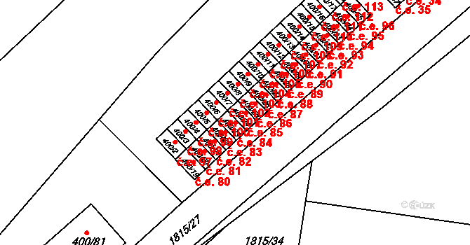 Vysokov 84 na parcele st. 400/23 v KÚ Vysokov, Katastrální mapa