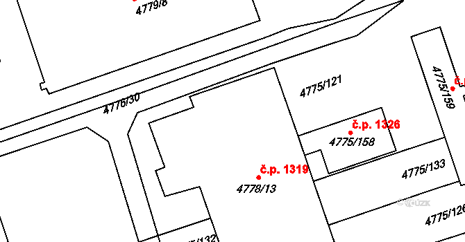 Vlčnov 1319 na parcele st. 4778/13 v KÚ Vlčnov, Katastrální mapa