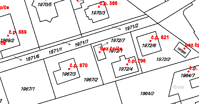 Ostrava 49282263 na parcele st. 1972/7 v KÚ Hrabová, Katastrální mapa