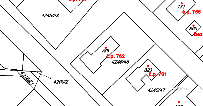 Rudoltice 762 na parcele st. 786 v KÚ Rudoltice u Lanškrouna, Katastrální mapa