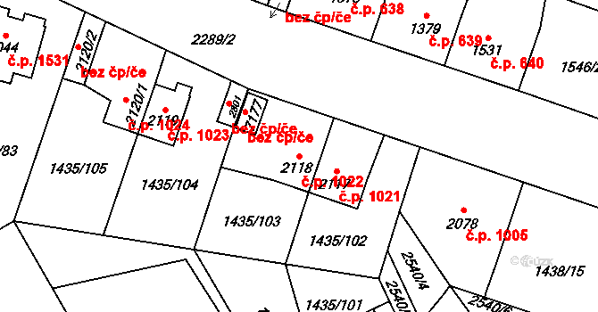 Beroun-Město 1022, Beroun na parcele st. 2118 v KÚ Beroun, Katastrální mapa