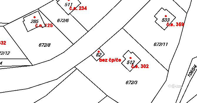 Vlkančice 6073263 na parcele st. 82 v KÚ Vlkančice, Katastrální mapa