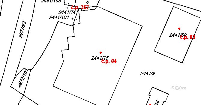 Mohelnice 84 na parcele st. 2441/15 v KÚ Mohelnice, Katastrální mapa