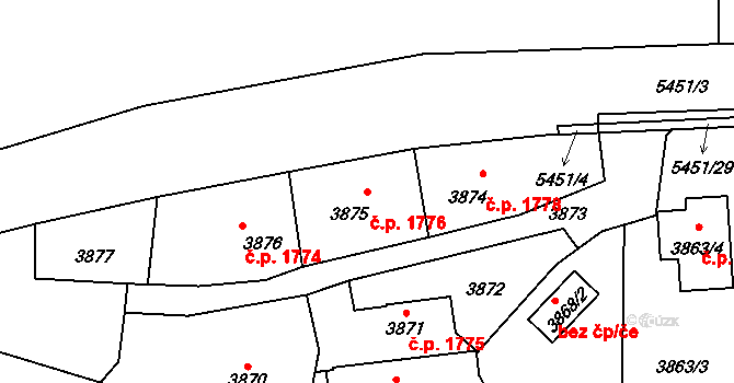 Zábřeh 1776 na parcele st. 3875 v KÚ Zábřeh na Moravě, Katastrální mapa