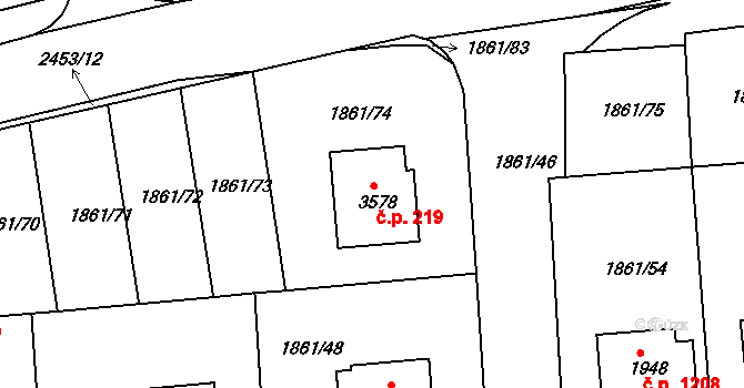 Humpolec 219 na parcele st. 3578 v KÚ Humpolec, Katastrální mapa