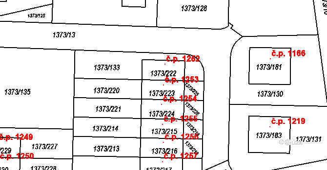 Dolní Chabry 1253, Praha 3 na parcele st. 1373/223 v KÚ Dolní Chabry, Katastrální mapa