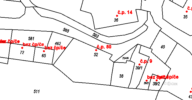 Dobronice 50, Tavíkovice na parcele st. 52 v KÚ Dobronice, Katastrální mapa
